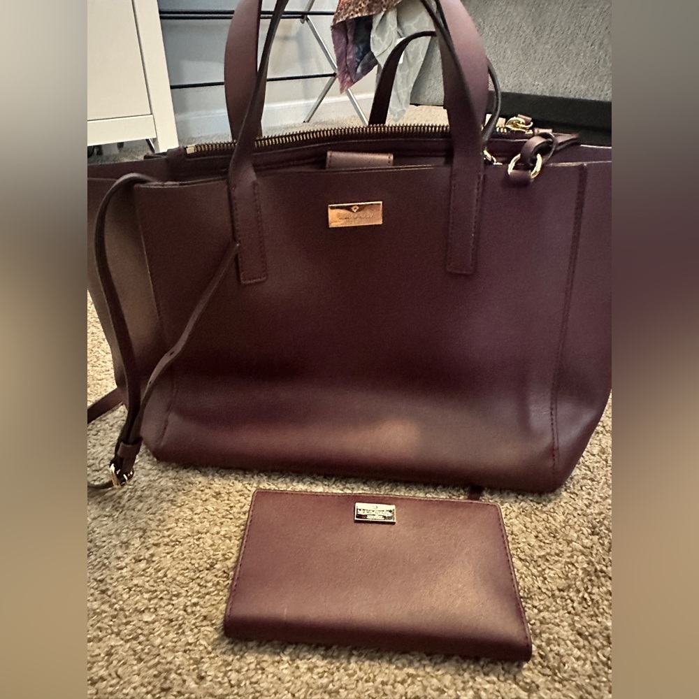 Kate Spade Burgundy Tote Bag and matching wallet